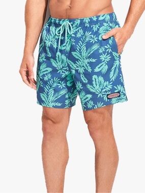 Men's Vineyard Vines Blue Tropical Chappy Swim Trunks Sz Medium